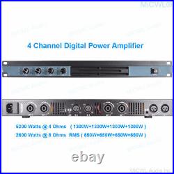 4 Channel 1U Digital Power Amplifier 5200W PEAK 4 x 650W Output High Power AMP