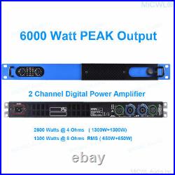 Advanced 4 Channel 6400 Watts D-Class Digital Power Amplifier 1U Stage Home AMP