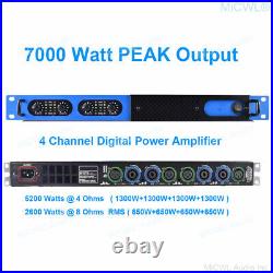 Blue 5200W Power Amplifier 4 Channel x 650W Digital Speaker AMP 1u 19 Design