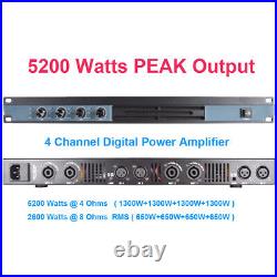 Digital Amplifier 4 Channel 6400W 2 Ch 3200 Watts Power AMP 1U Drive Speakers