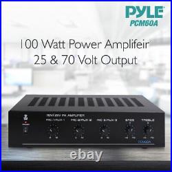 NEW Pyle 100 Watt Power Amplifier with 25 & 70 Volt Output Black PCM60A